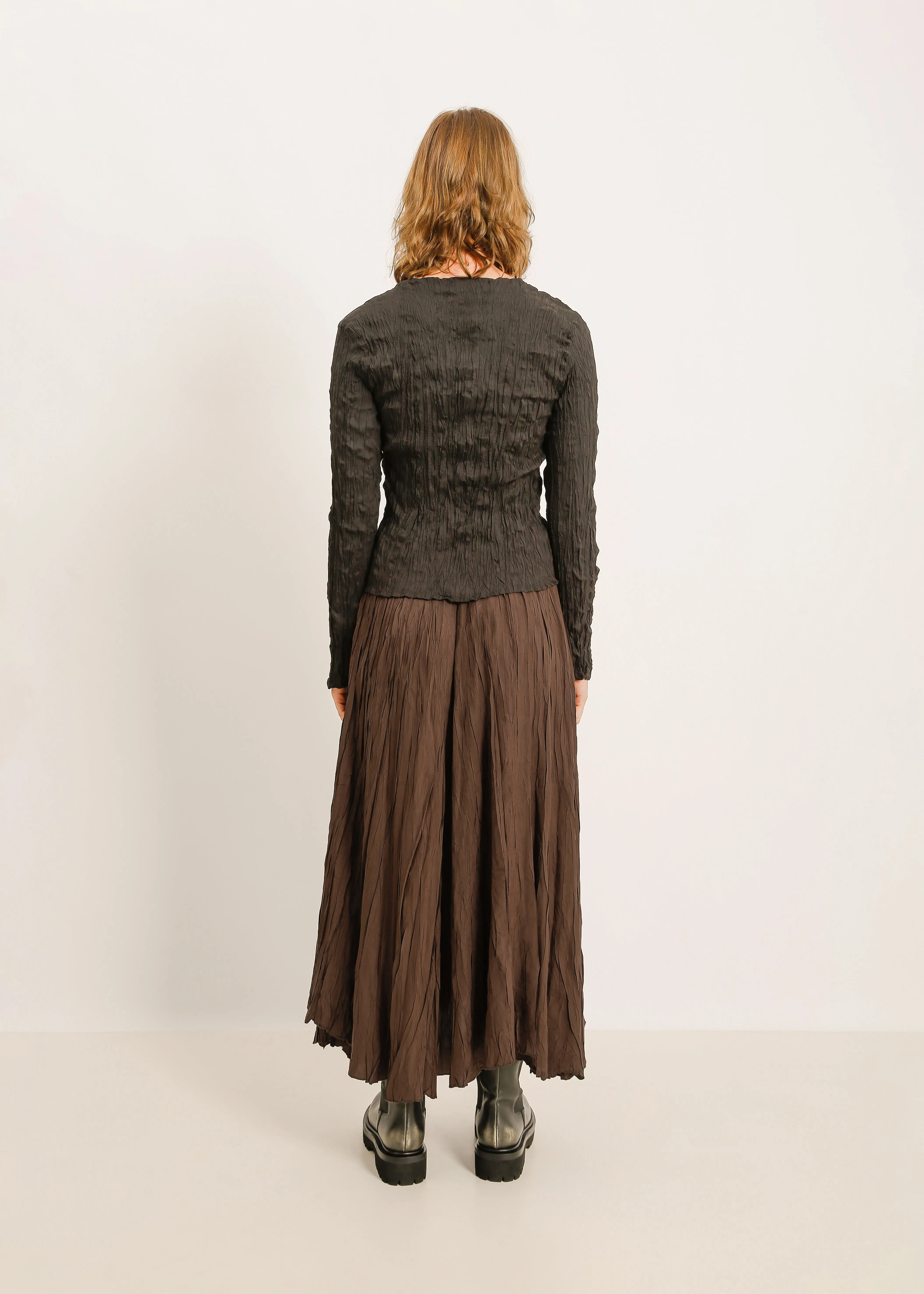 TANNER PLEAT CARDIGAN / BLACK