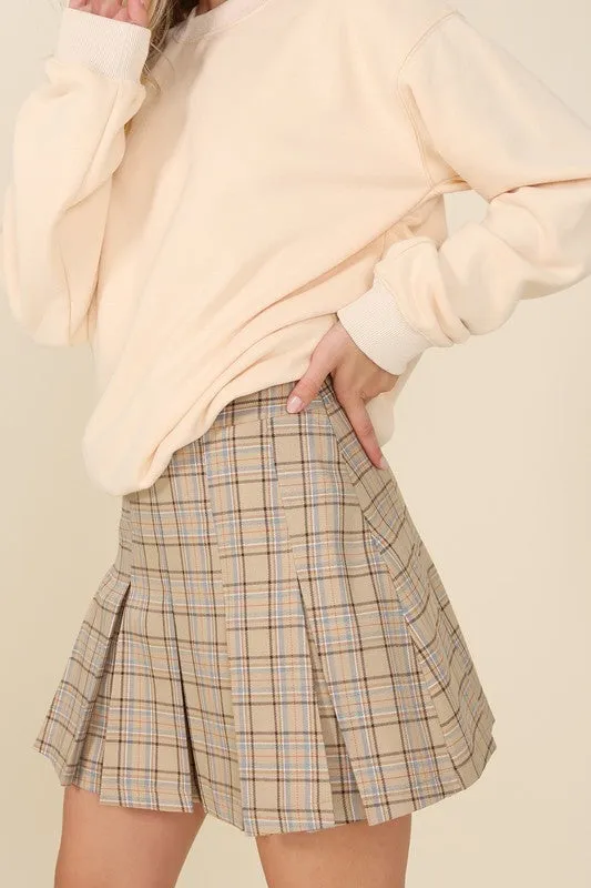 TEEK - Plaid Pleated Mini Skirt