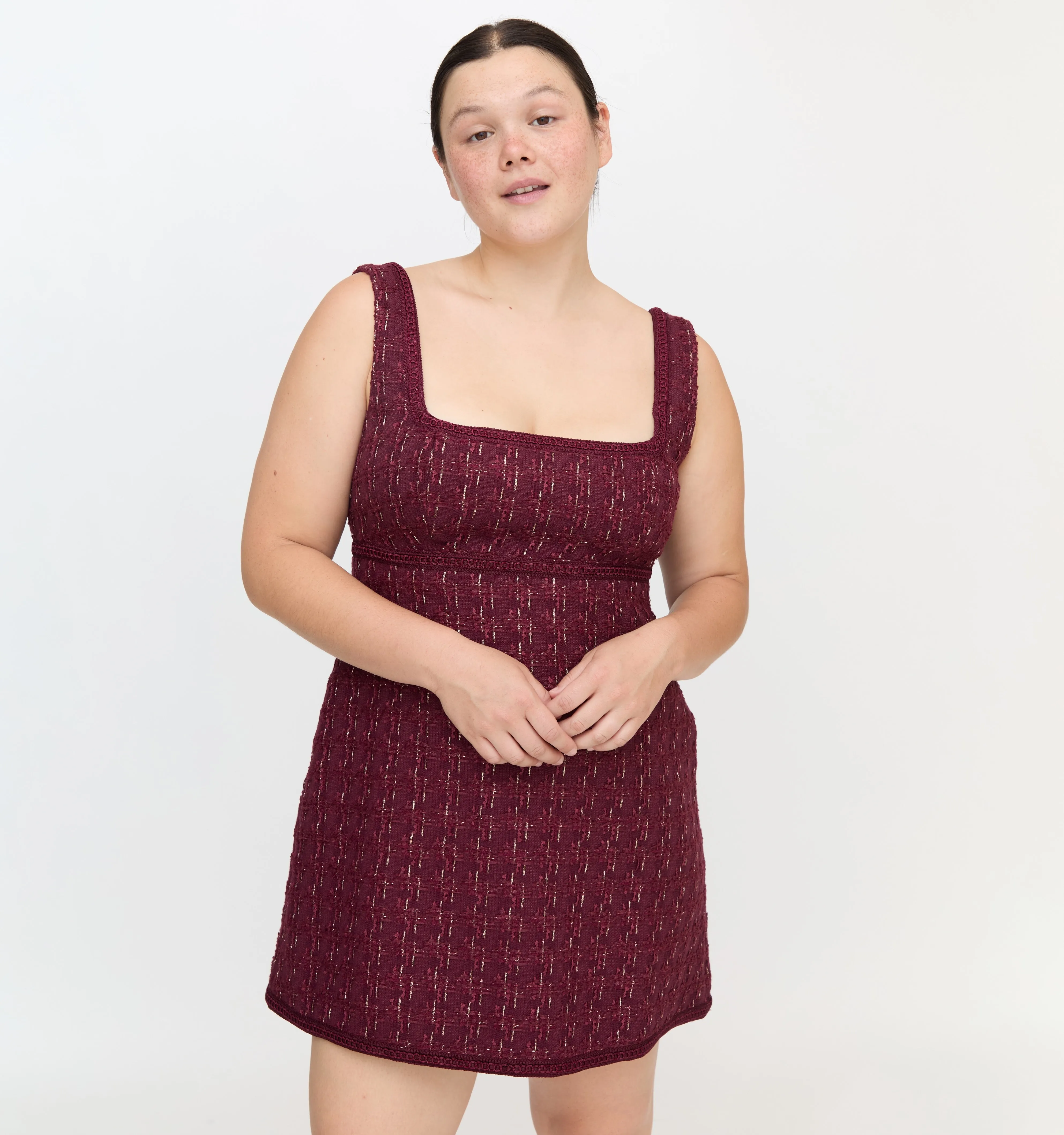 The Bennett Dress - Burgundy Tweed