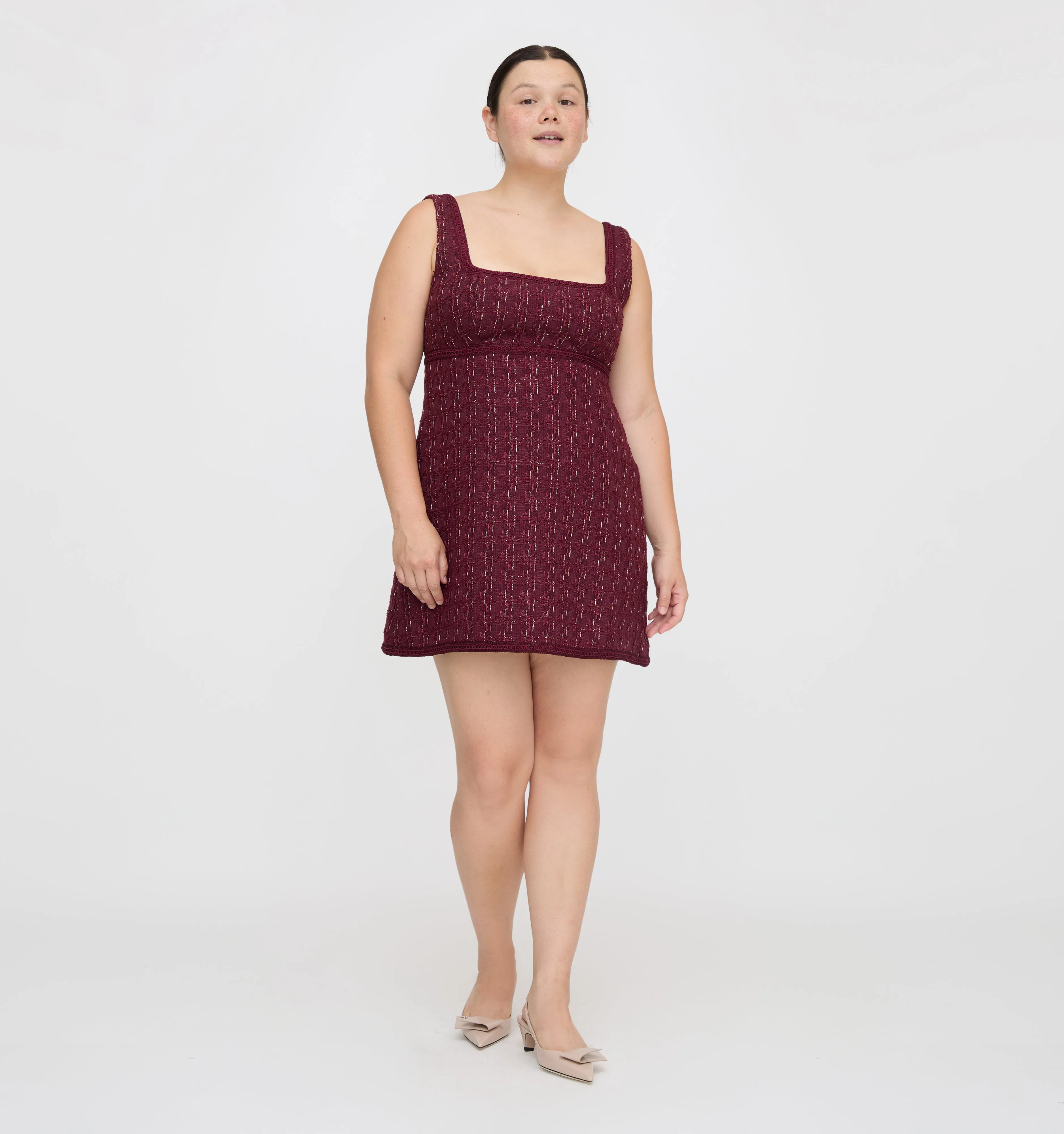 The Bennett Dress - Burgundy Tweed