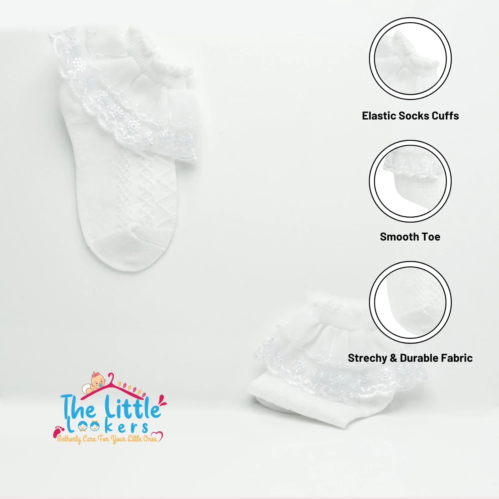 THE LITTLE LOOKERS Cute Cotton Baby Socks Set for Baby Girls I Socks for Infants/Toddlers/Kids - Set of 1