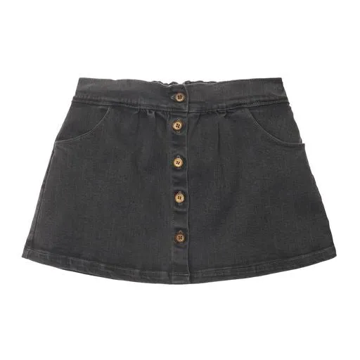 TOCOTO VINTAGE BLACK DENIM BUTTON SKIRT