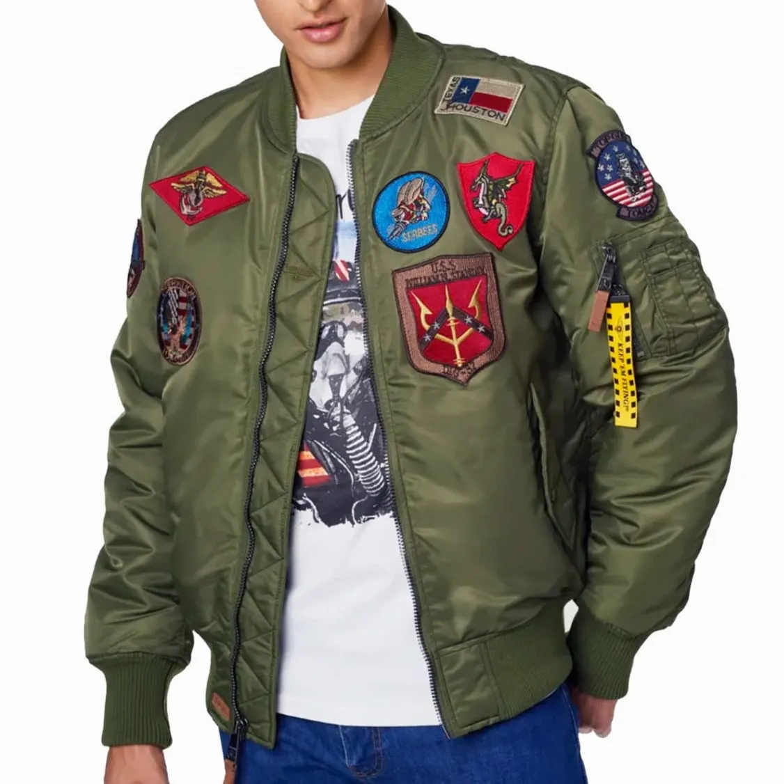 Top Gun Bomber Jacket With Patches