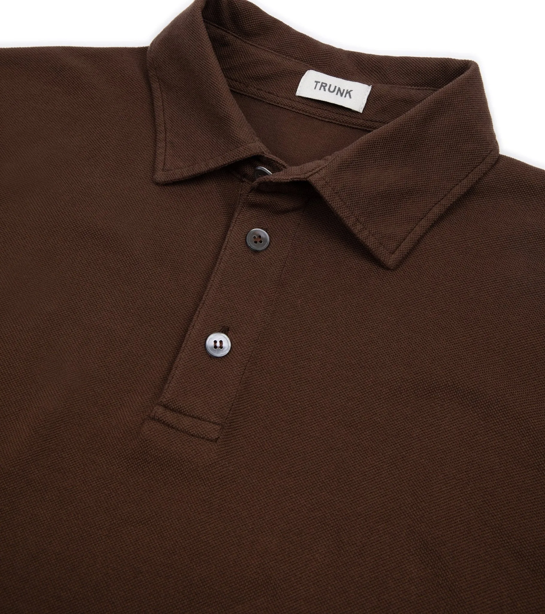 Trunk Moxon Long Sleeve Polo Shirt: Dark Brown