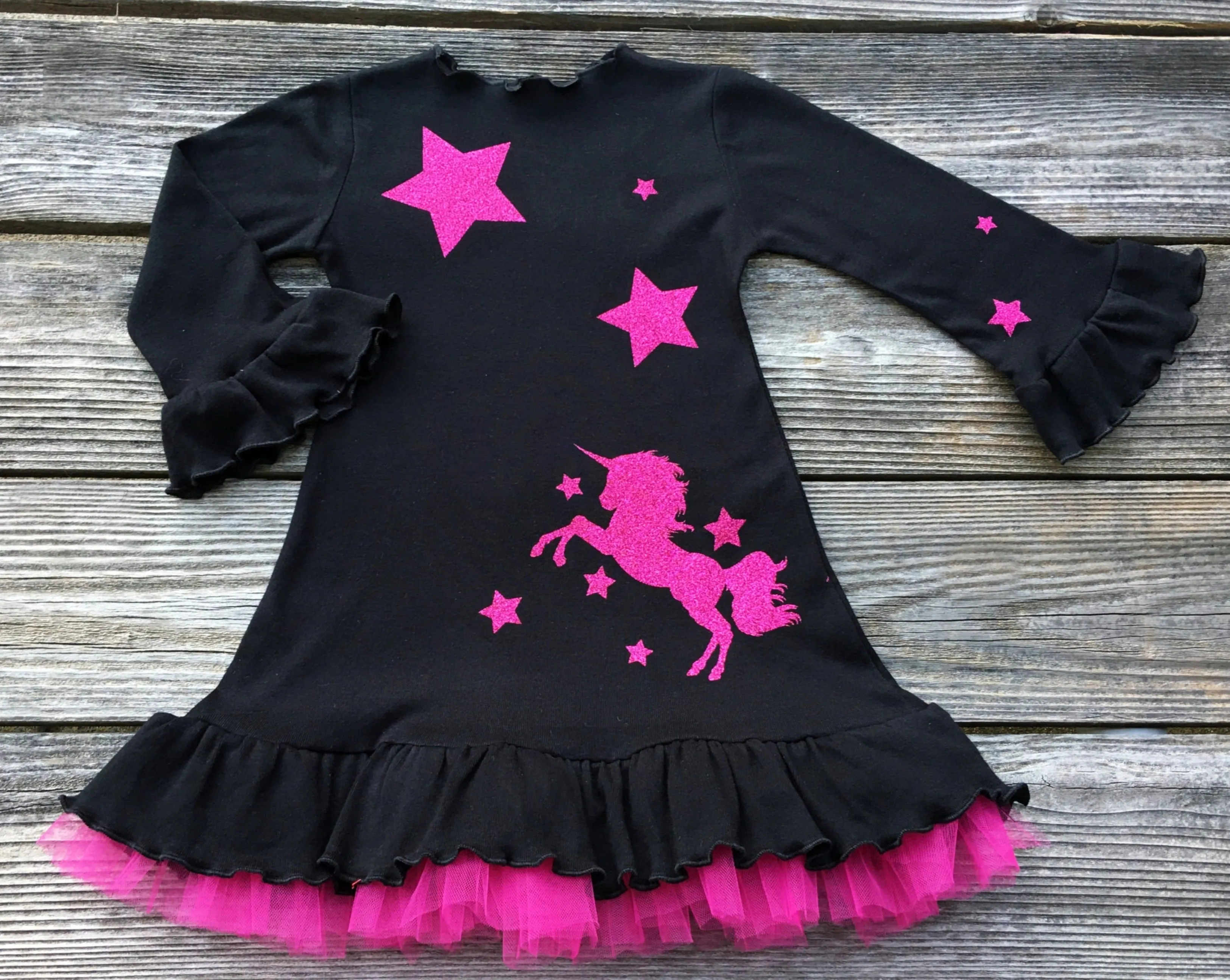 Unicorn Hot Pink & Black Dress