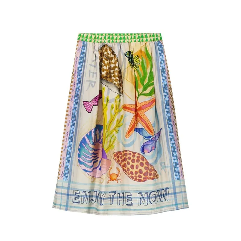 Vanessa Magic Ocean Printed  Skirt