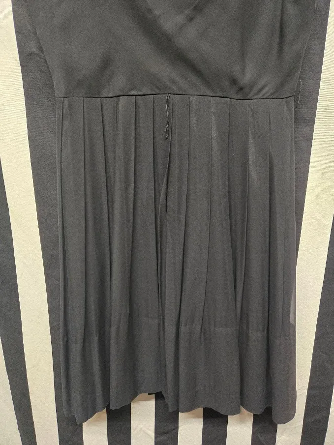 Vintage 50s Black Chiffon Pleated Dress