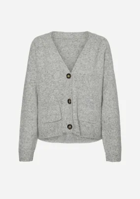 VM Boom LS V-Neck Button Cardigan Light Grey Melange