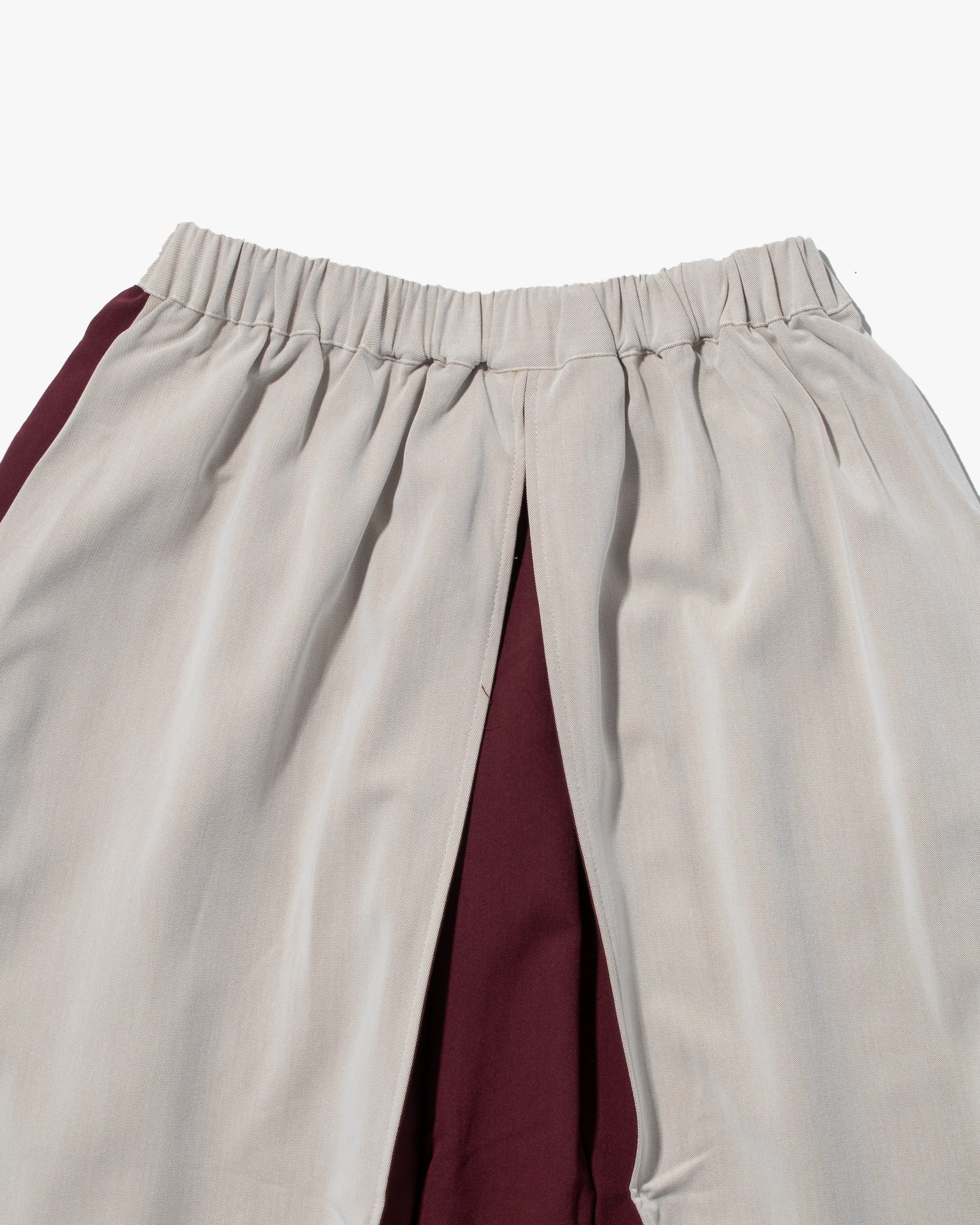 Wa-Modern Pleated Skirt, White and Maroon