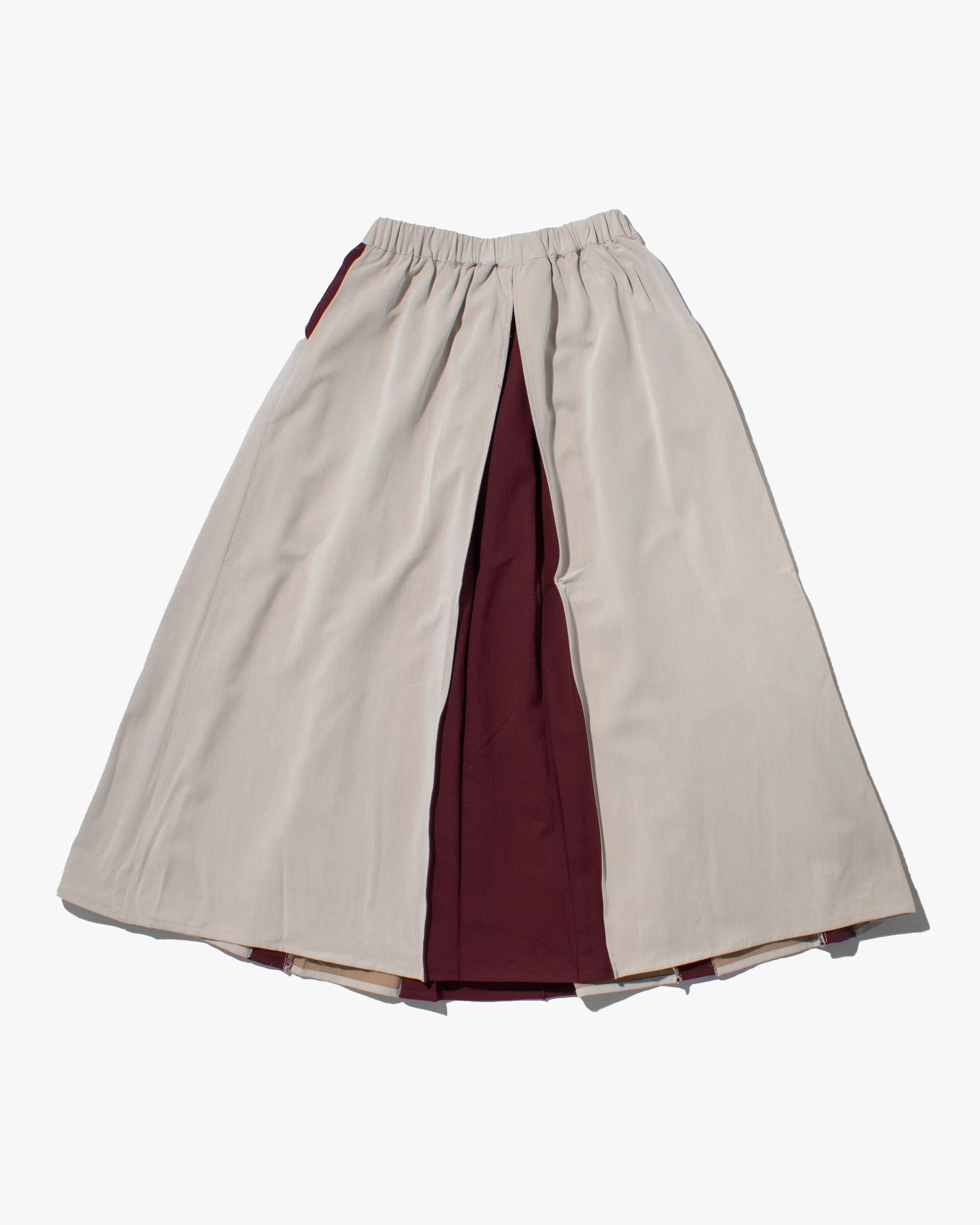 Wa-Modern Pleated Skirt, White and Maroon