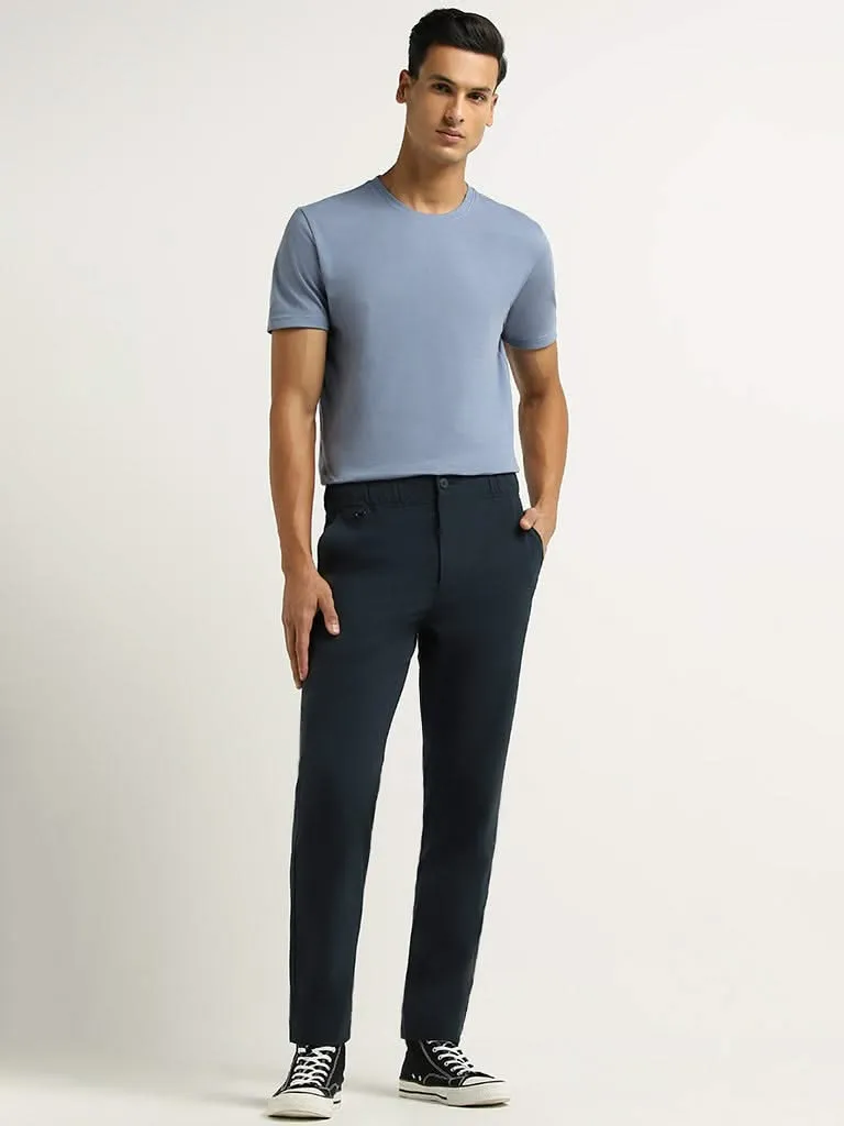 WES Casuals Navy Mid-Rise Relaxed Fit Chinos