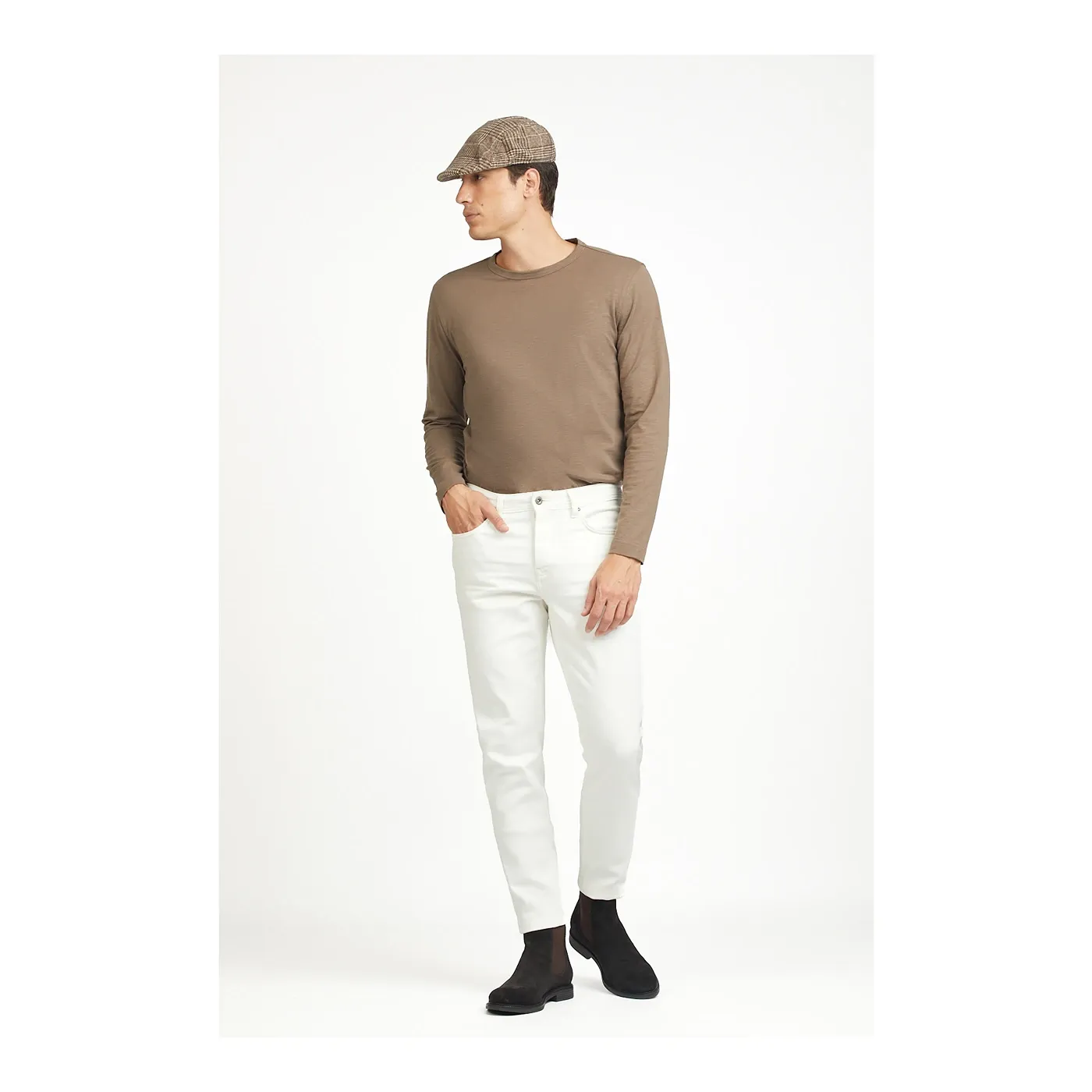 White Slim Fit 5 Pocket Jeans