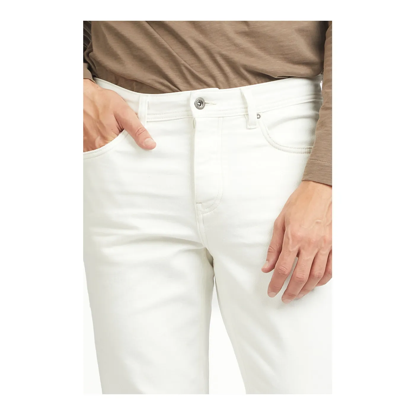 White Slim Fit 5 Pocket Jeans