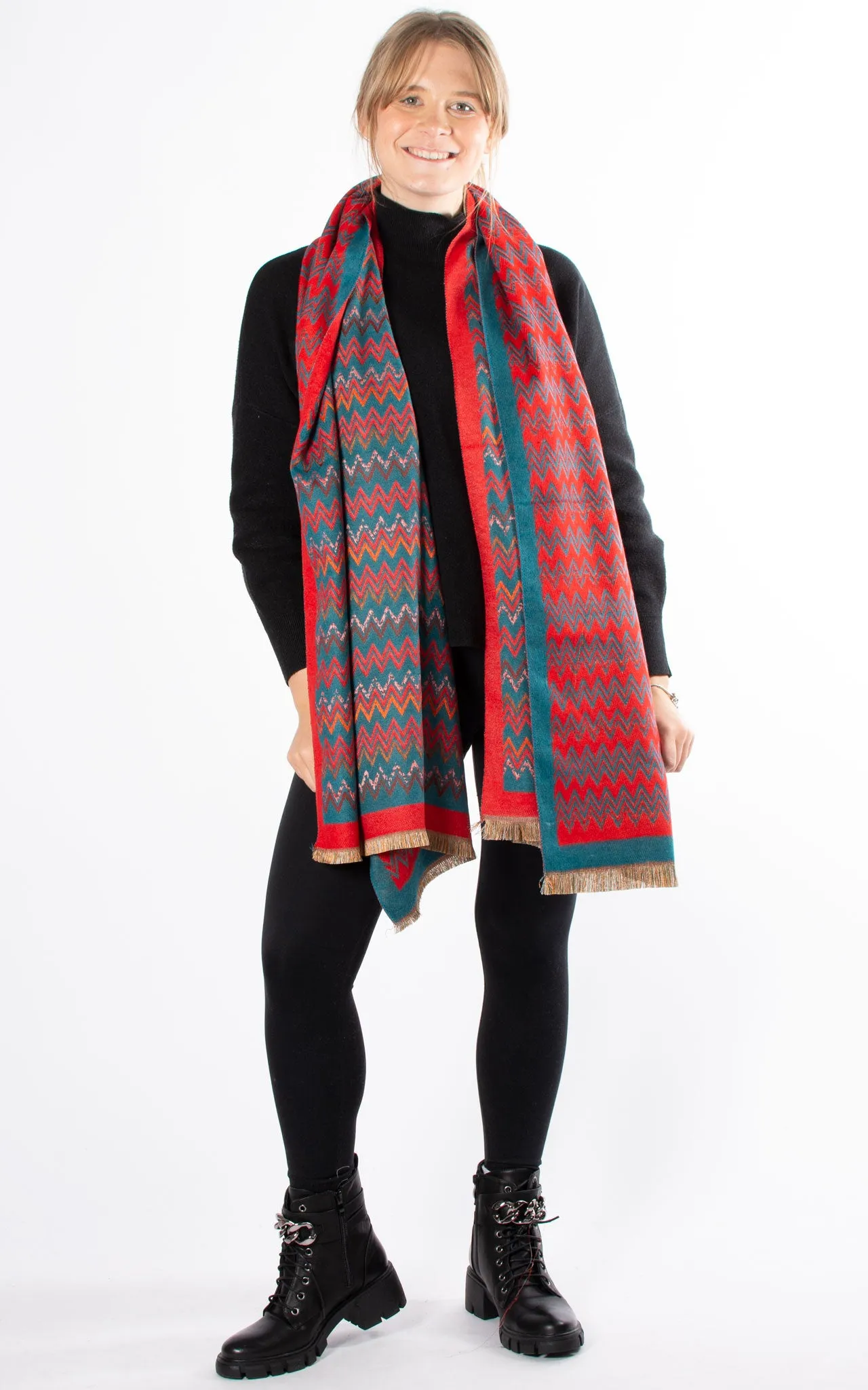 Winter Scarf | Zig Zag | Green & Red