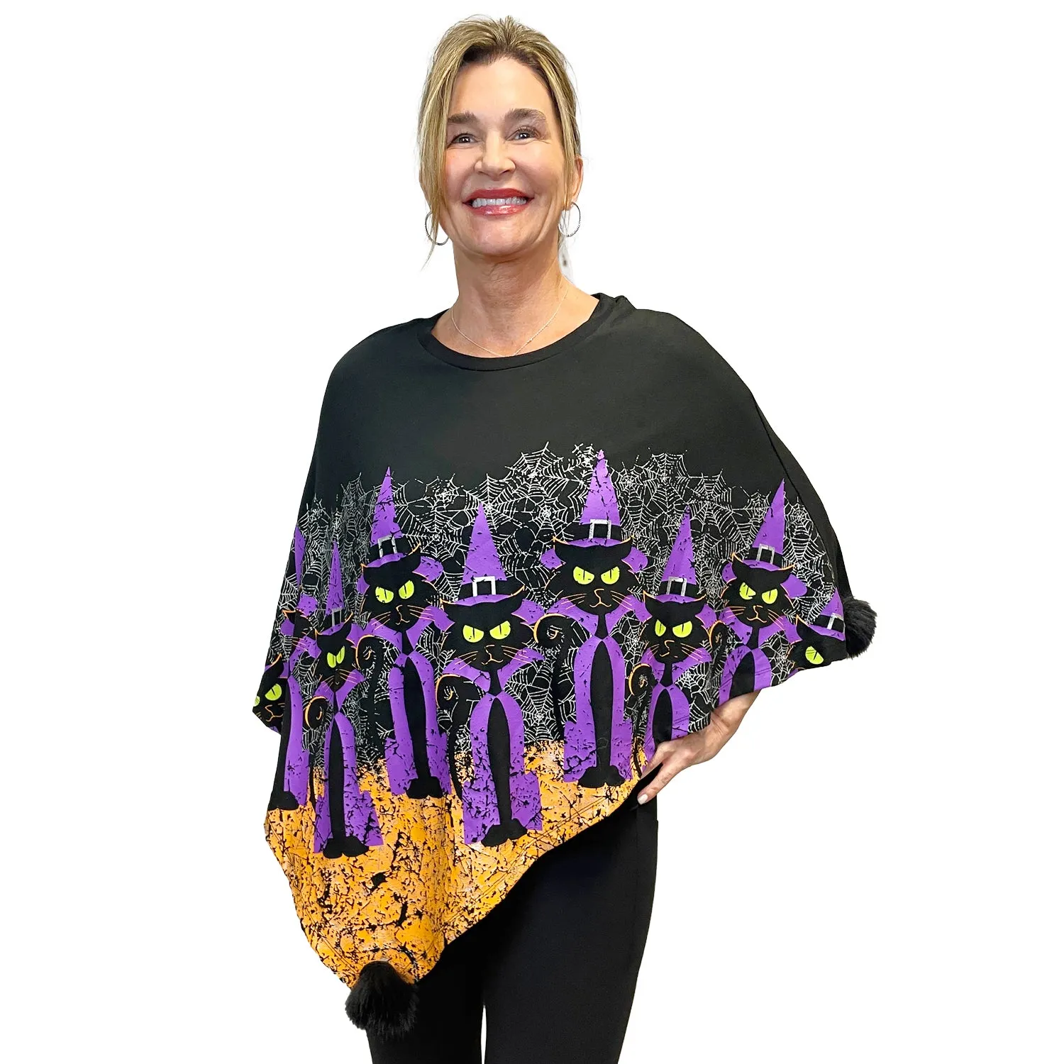 Witchy Cats Knit Poncho