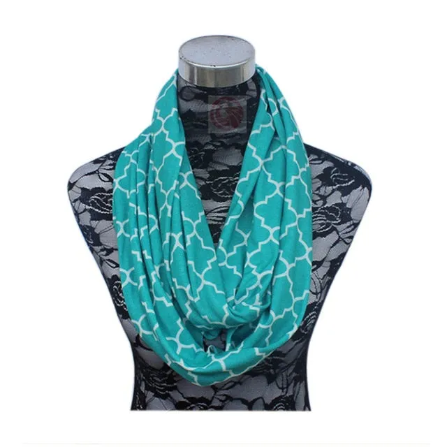 Women Winter Convertible Infinity Scarf with Pocket Loop Zipper