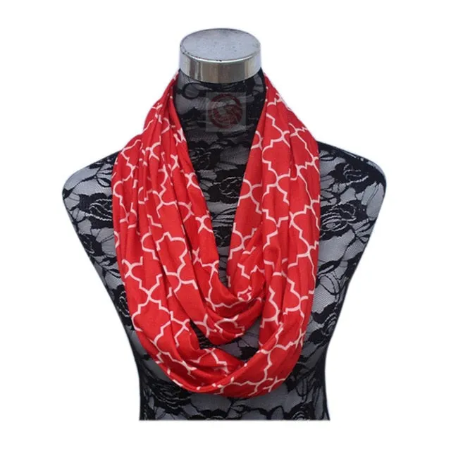 Women Winter Convertible Infinity Scarf with Pocket Loop Zipper