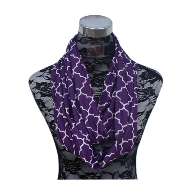 Women Winter Convertible Infinity Scarf with Pocket Loop Zipper