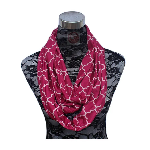 Women Winter Convertible Infinity Scarf with Pocket Loop Zipper