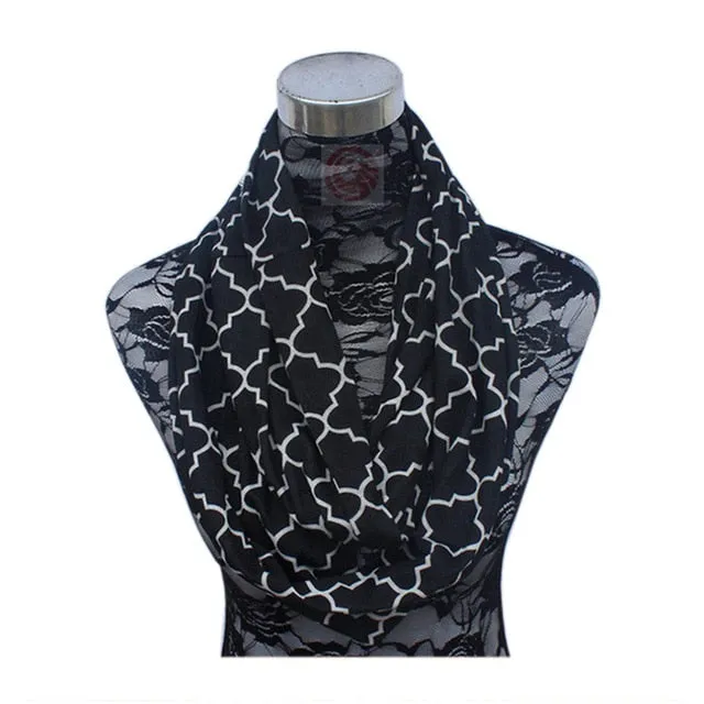 Women Winter Convertible Infinity Scarf with Pocket Loop Zipper