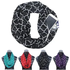 Women Winter Convertible Infinity Scarf with Pocket Loop Zipper