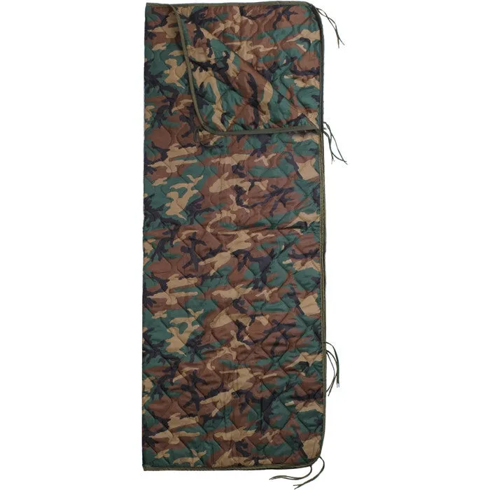 Woodland Camouflage - GI Type Ripstop Poncho Liner With Zipper