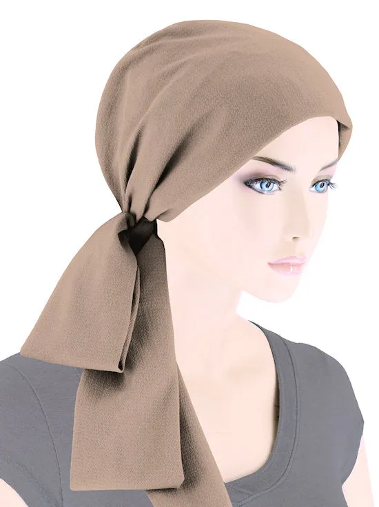 WPS-884#Head Wrap Scarf Mocha Crepe Chiffon