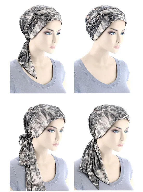 WPS-884#Head Wrap Scarf Mocha Crepe Chiffon