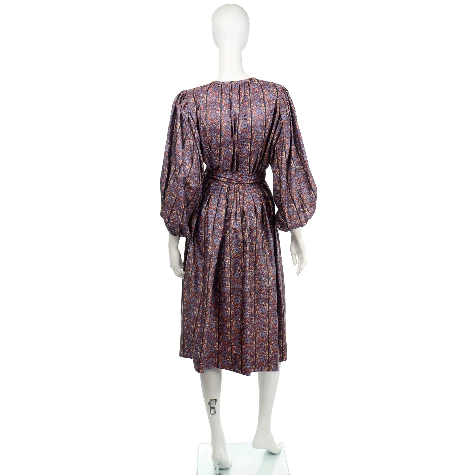 Yves Saint Laurent Vintage 1970s 2pc Day Dress with Printed Blouse and Skirt