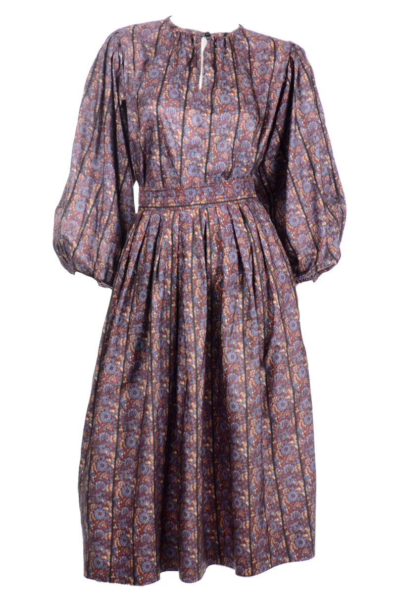 Yves Saint Laurent Vintage 1970s 2pc Day Dress with Printed Blouse and Skirt